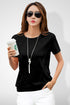 Women Black Round Neck Half Sleeves T-Shirt